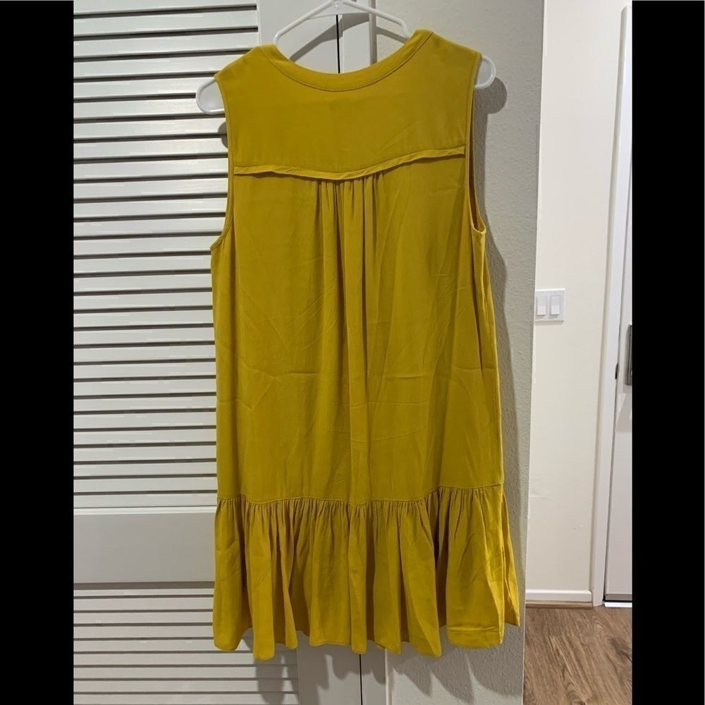 J. Crew Ruffle-hem Shift Dress Mustard size M - Picture 3 of 4